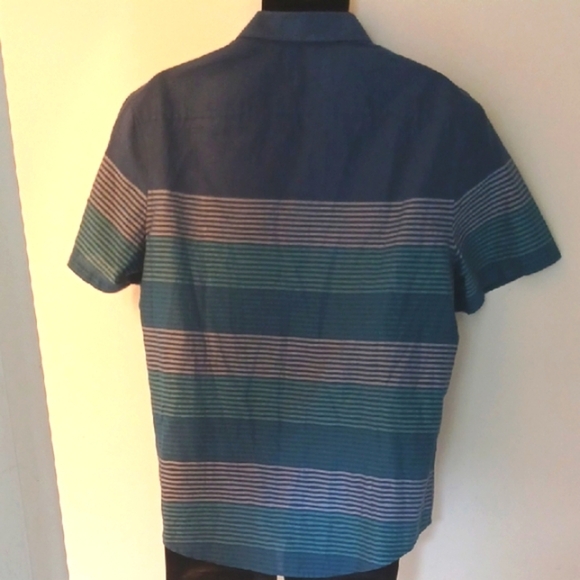 Penguin Blue Casual Button Down Shirt with Stripes - Picture 6 of 6